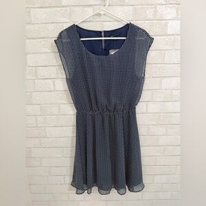 Navy Blue Gap Geometric Print Mini Dress | Cap Sleeve Elastic Waist Flowy #3065